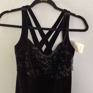 Vintage deadstock velvet midi dress side slit NWT size 6